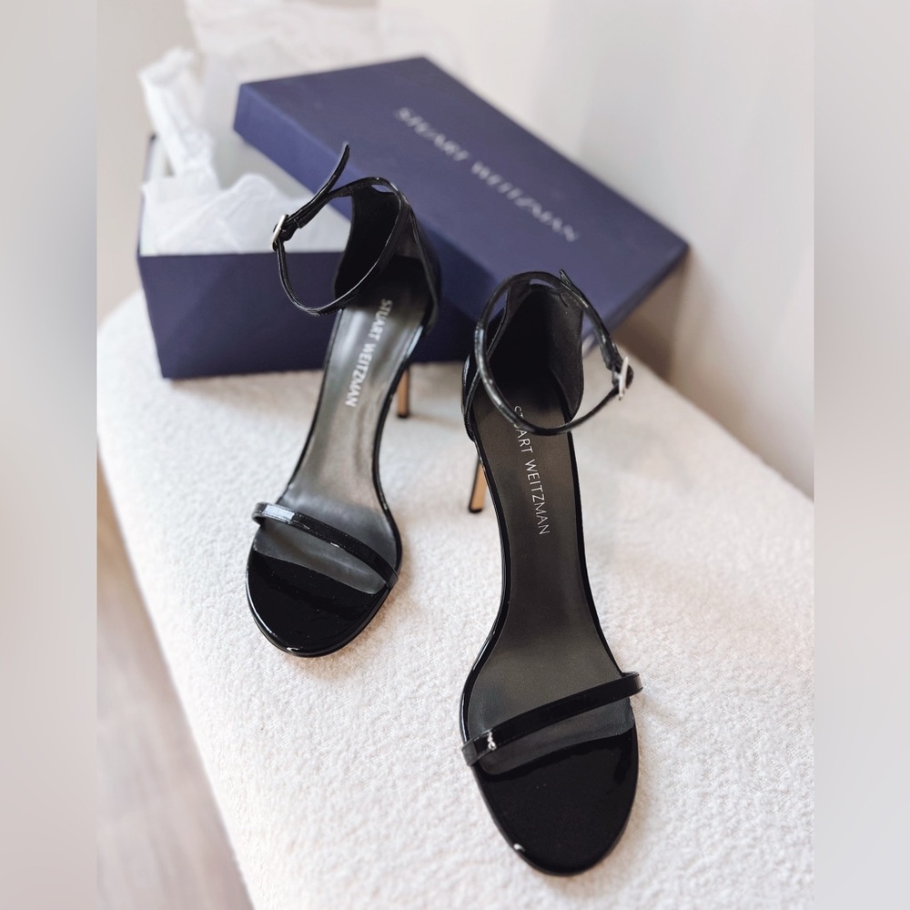 Stuart Weitzman Black Ankle Strap Heels